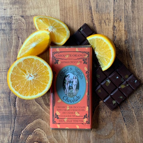 image Orange and dark chocolate bar.